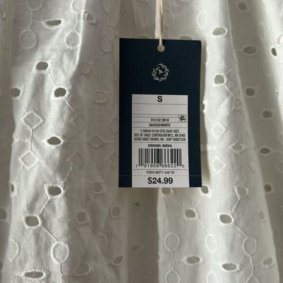 Universal Thread White Cotton Eyelet Blouse Size Small New with Tags - Picture 2 of 4